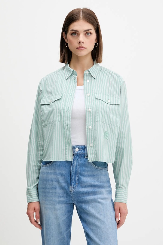 

Хлопковая рубашка Tommy Jeans, зеленый
