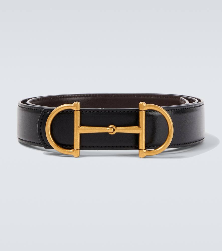 

Ремень из кожи Horsebit реверсивный Gucci, Black/Cocoa