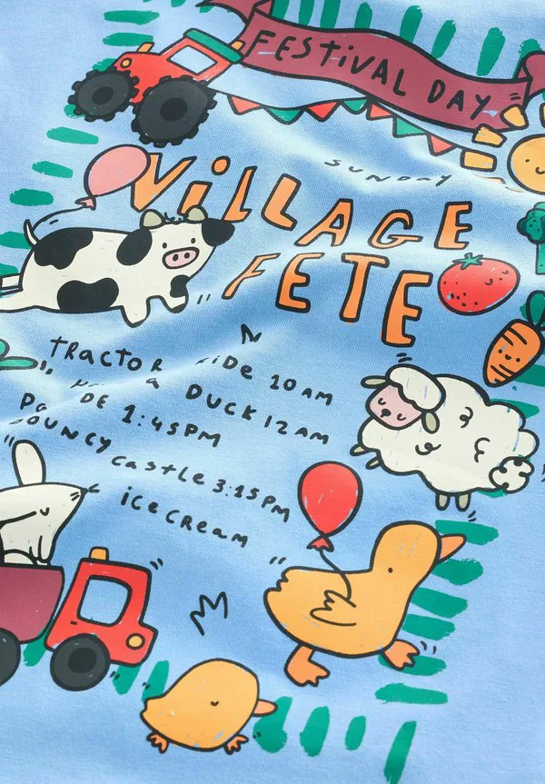 Футболка с коротким рукавом и принтом на спине Next, Blue Village Fete — фото 3