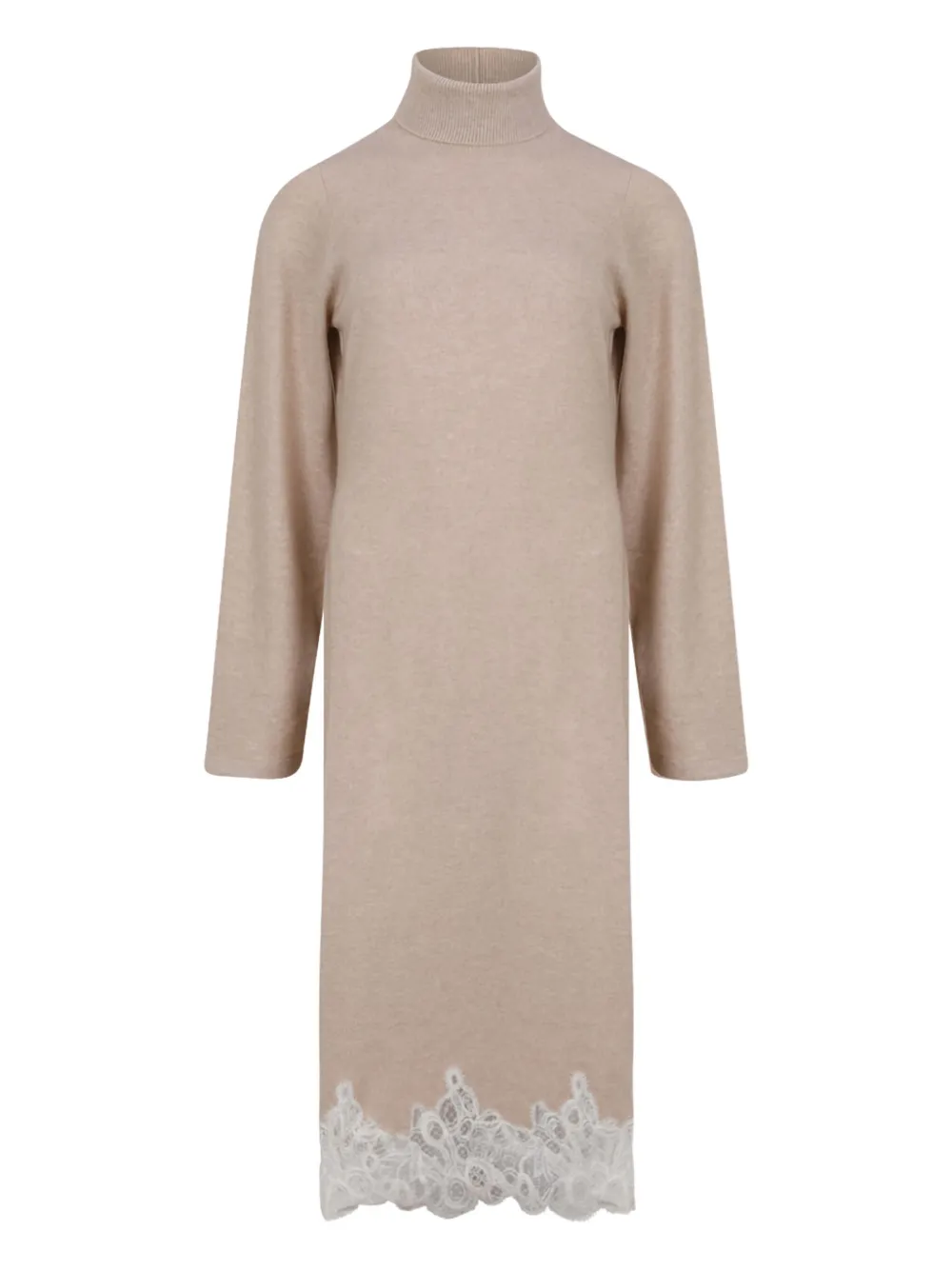 

Платье с кружевной отделкой и воротником-гольф Fabiana Filippi, нейтральный