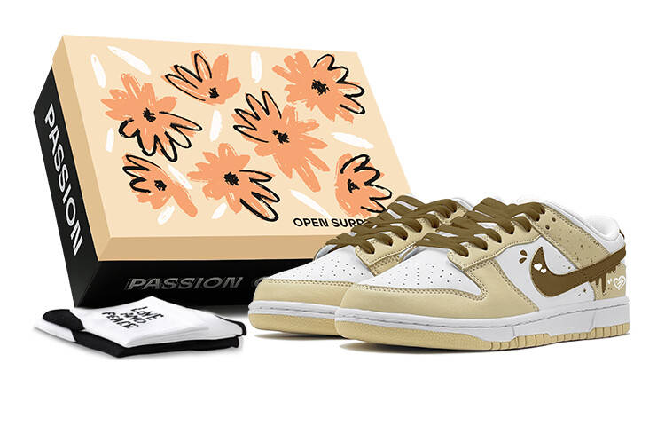 

Кроссовки Nike Dunk Skateboarding Shoes Men Low-top Brown, желтый