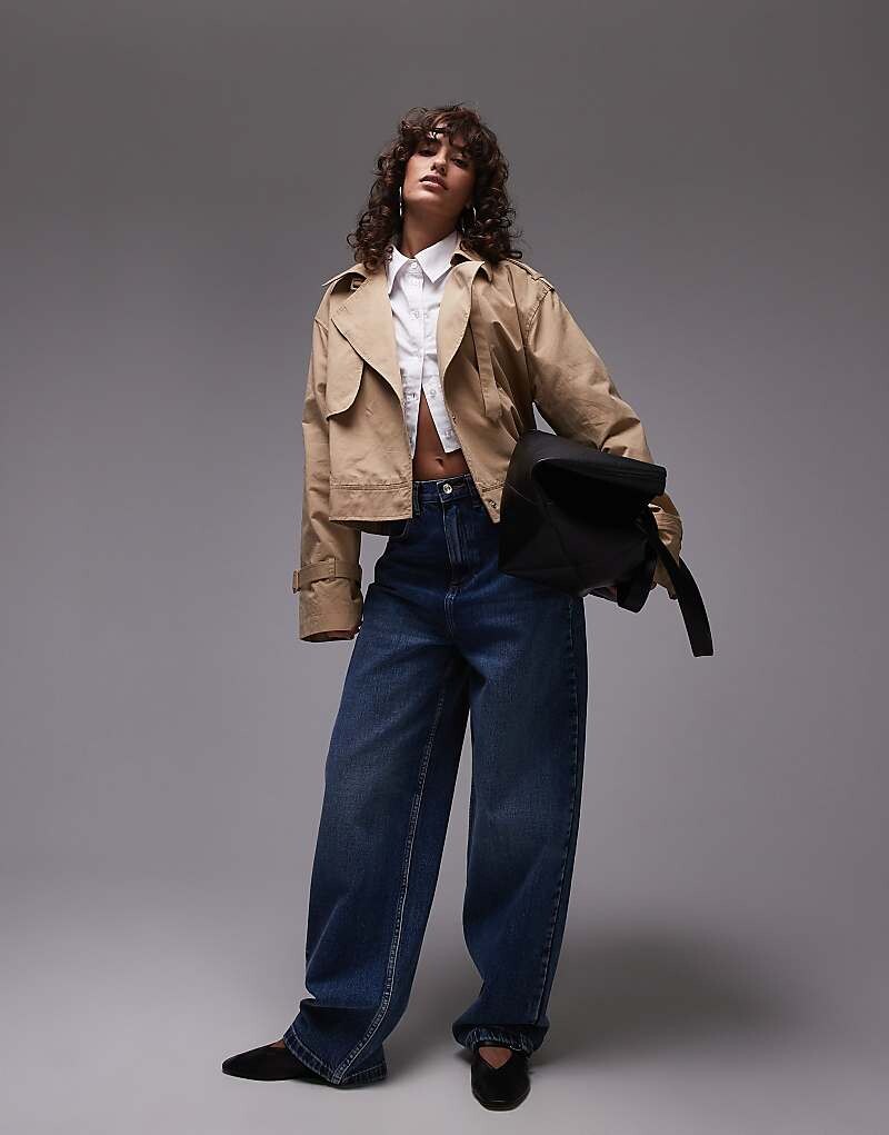 

Topshop – короткий тренч из хлопка бежевого цвета