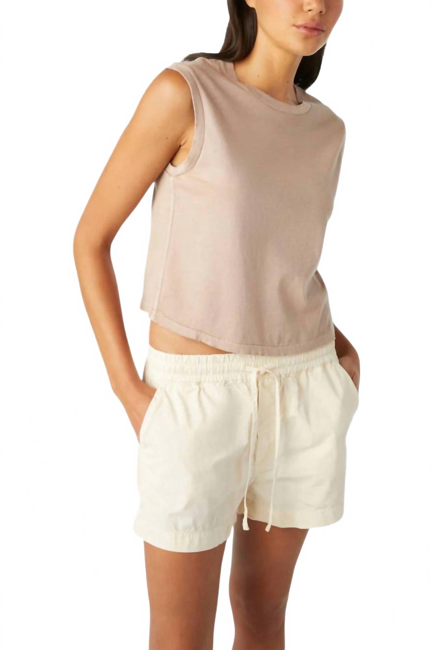 

Sleeveless Babe Tee Top In Taupe AMO, Taupe