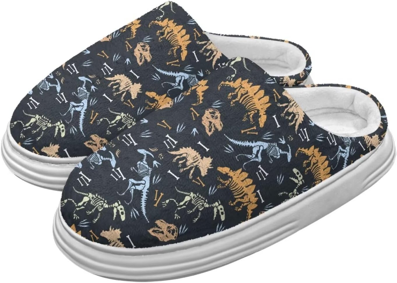 

Тапочки для женщин и мужчин, зимние шлепанцы, мягкие плюшевые пушистые домашние тапочки для улицы и дома Hechitok, Dinosaur Print