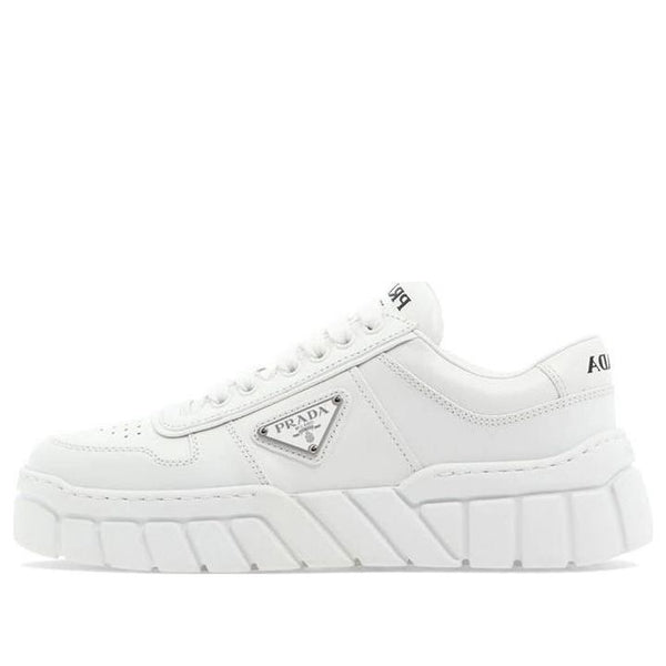 Кроссовки soft padded nappa leather laced-up shoes 'white' Prada, белый