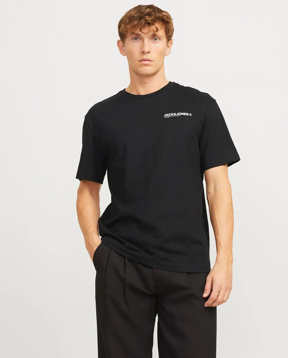 

Мужская футболка с короткими рукавами, круглым вырезом и принтом на спине Jack & Jones, черный