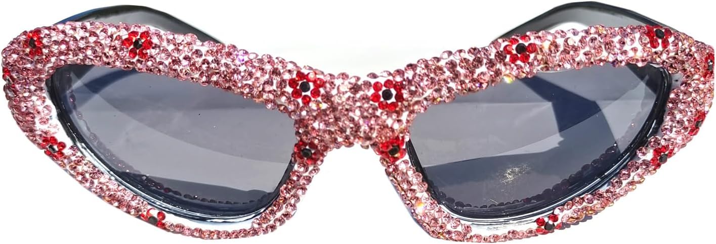 

Женские солнцезащитные очки Helena со стразами, спортивные очки в стиле Y2K, очки для вечеринок с бриллиантами, винтажные блестящие кристальные очки, женские очки, Pink