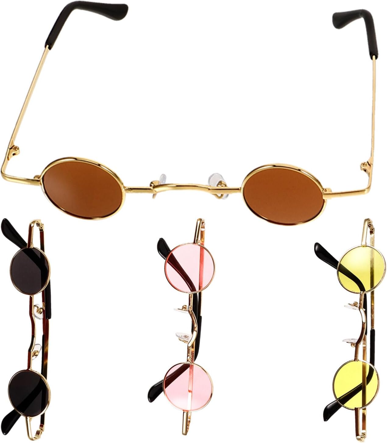 

LIFKOME 4 шт. Круглые ретро-солнцезащитные очки для женщин и мужчин в стиле хип-хоп, оправы и линзы, летние модные аксессуары для вечеринок и костюмированных мероприятий, Multicolor