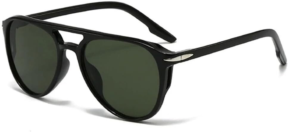 

Женские солнцезащитные очки с двойной перемычкой, защита от УФ-излучения UV400, мужские очки с заклепками, сине-зеленые, для занятий спортом на открытом воздухе, бега и верховой езды Generic, Black Dark Green