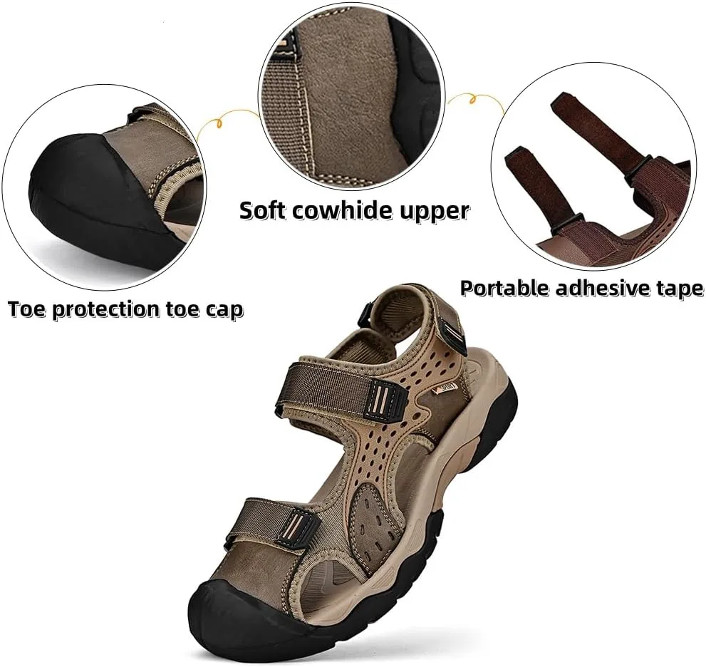 

Мужские повседневные сандалии Asifn с закрытым носком для улицы, спортивные, для ходьбы и походов, легкие, кожаные, дышащие, с нескользящей подошвой, для пляжа и воды, желтый