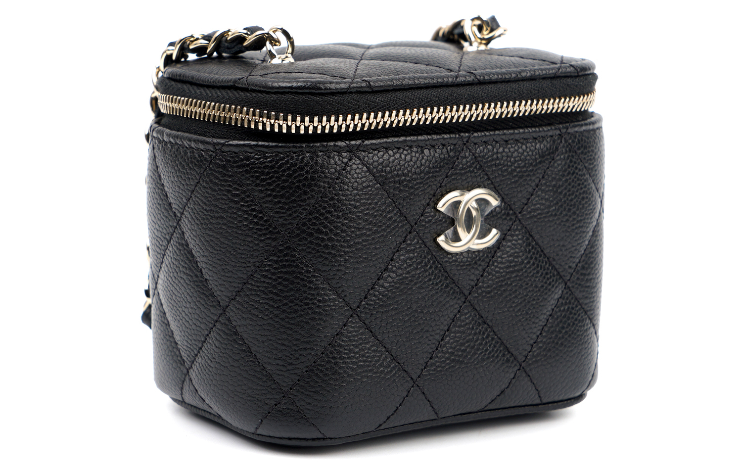 CHANEL Текстурированная кожаная сумка-бокс через плечо трансформер женская черная — фото 3