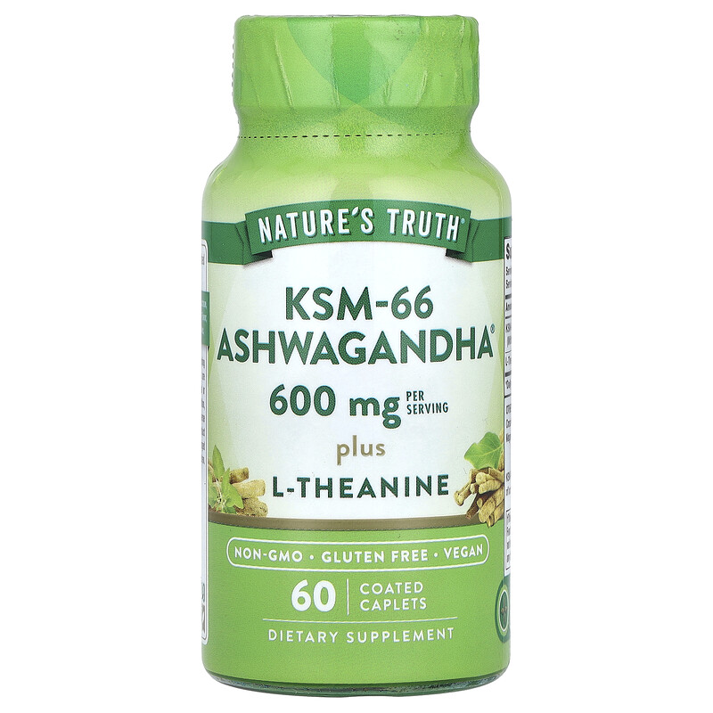 

Nature's Truth, KSM-66 ашваганда с L-теанином, 60 капсул в оболочке