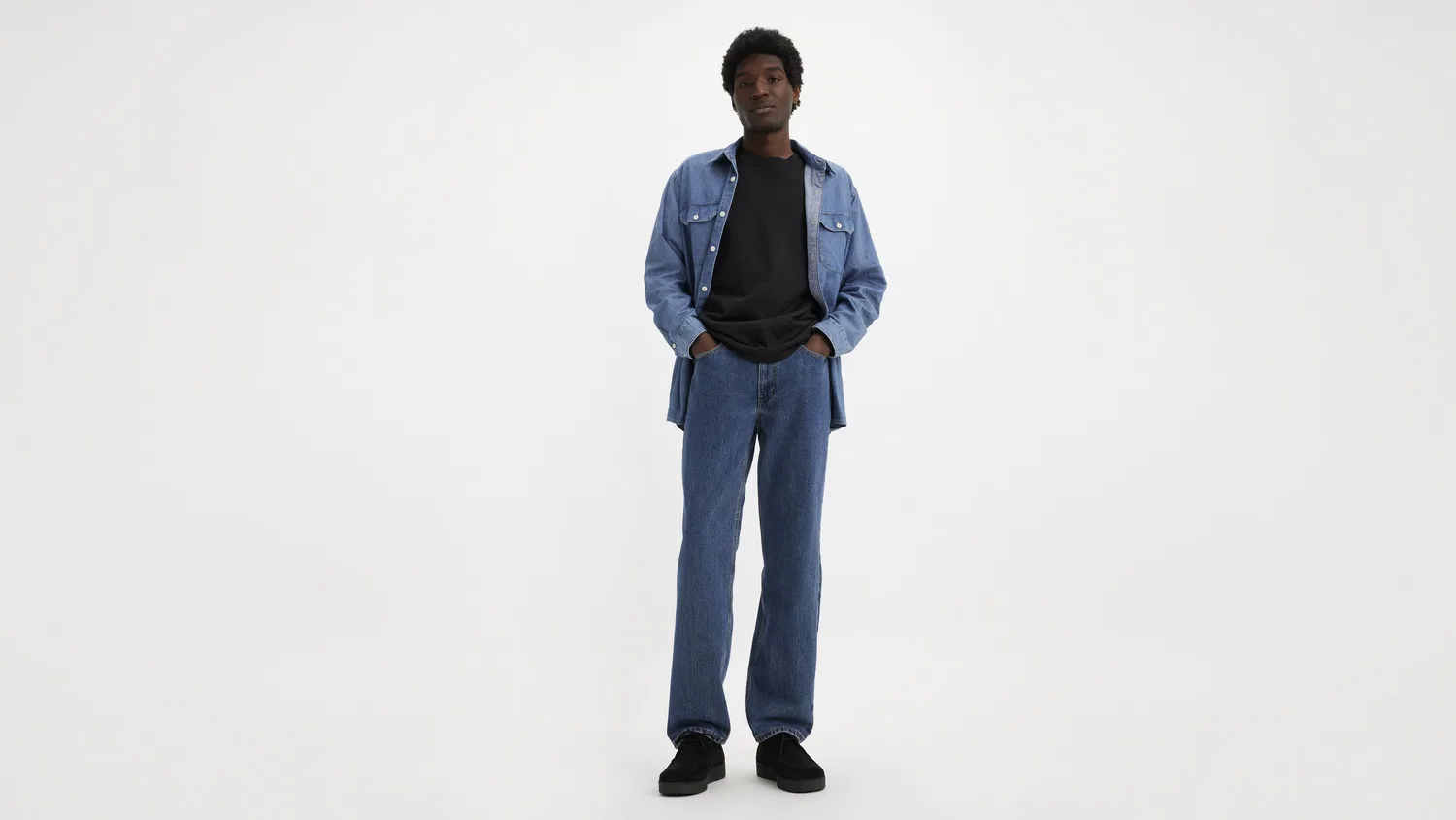 Мужские джинсы 505 Regular Levi's, темно-синий вымытый — фото 2
