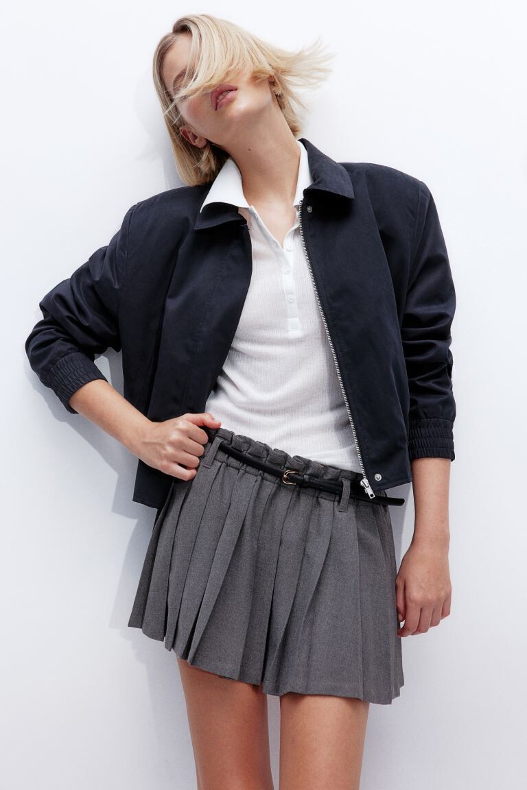 

Короткая плиссированная юбка H&M, серый