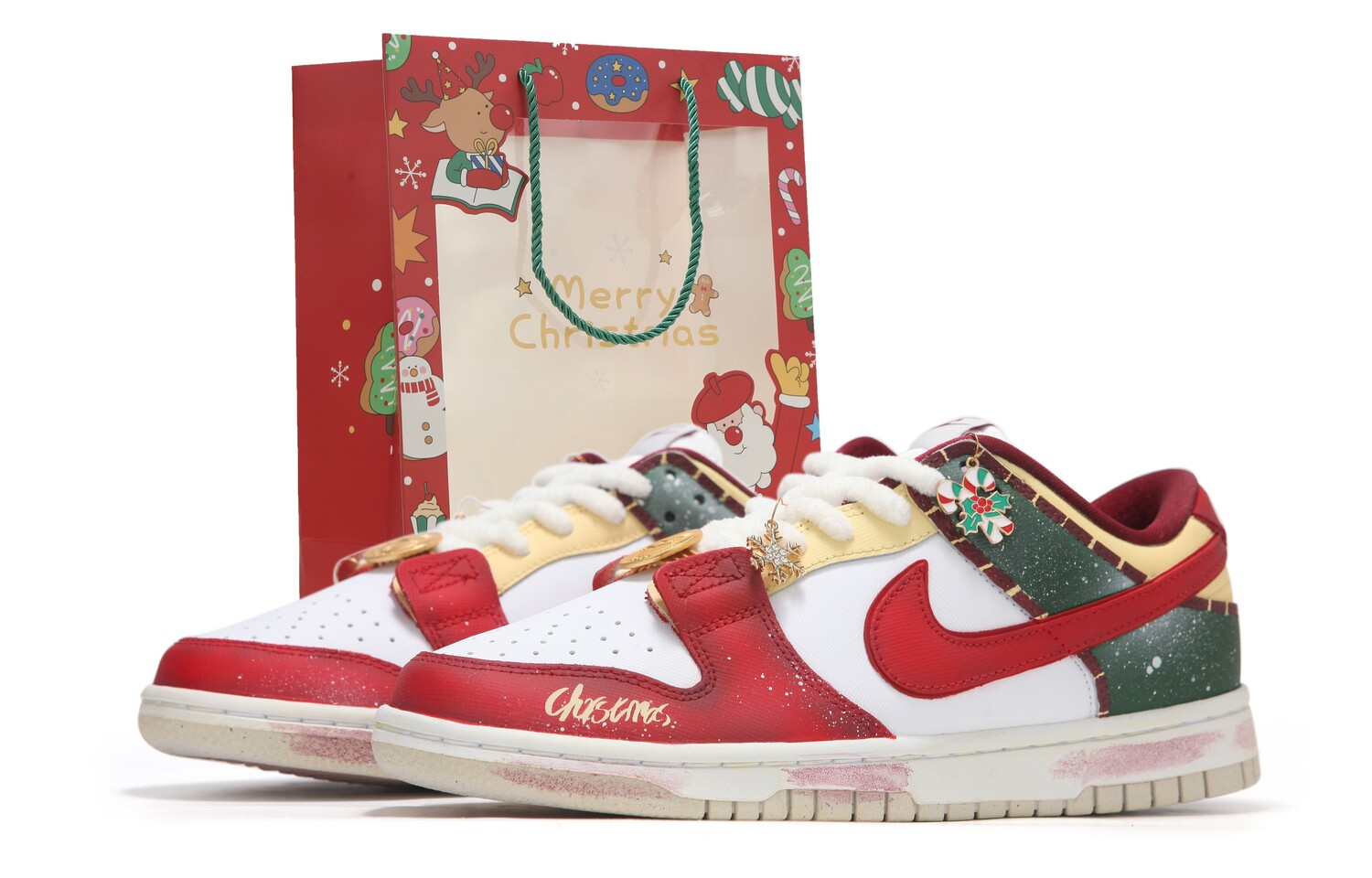 

Кроссовки Nike Dunk Skateboard Shoes Women's Low-Top Red Green