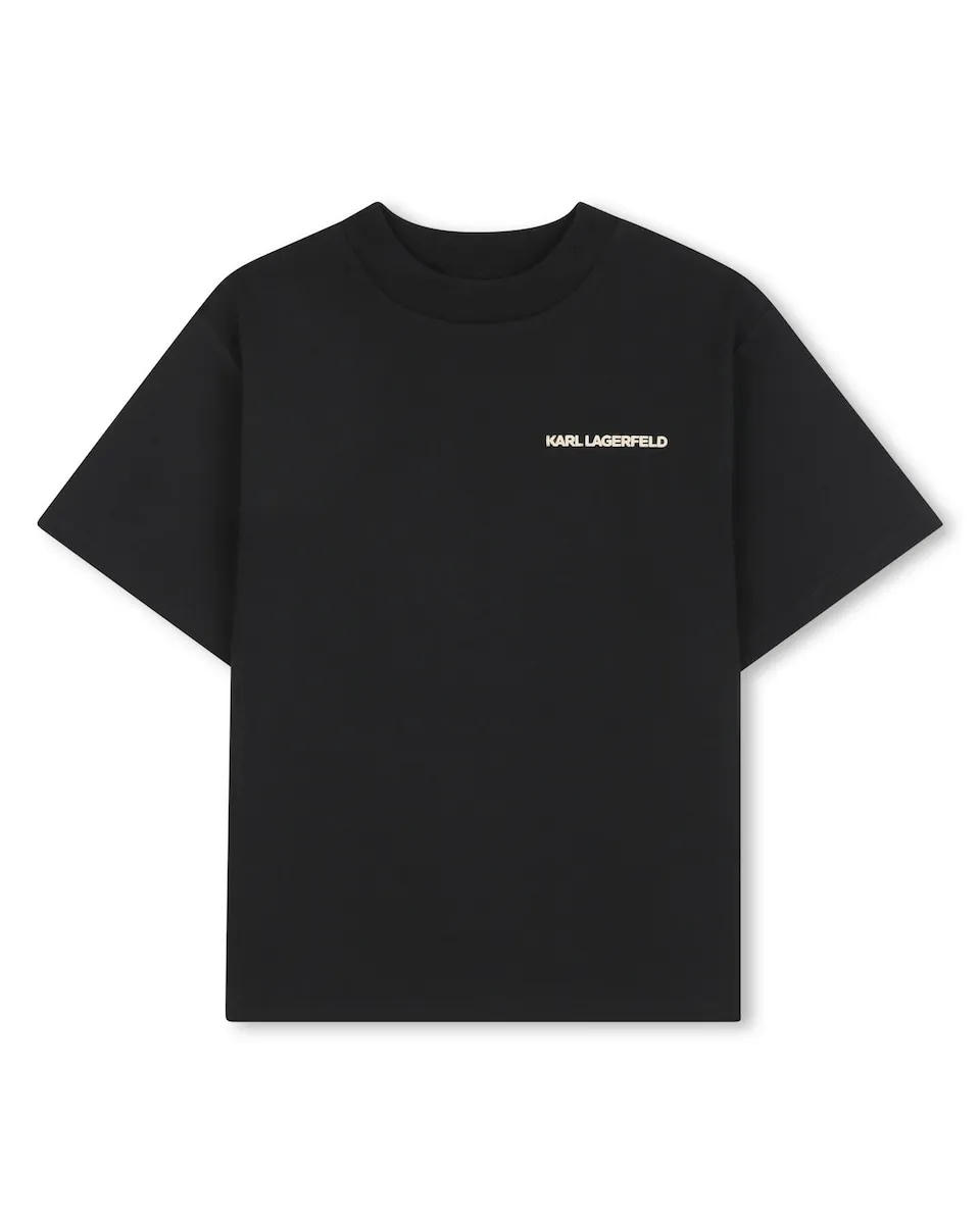 

Детская футболка черного цвета из хлопка Karl Lagerfeld Kids