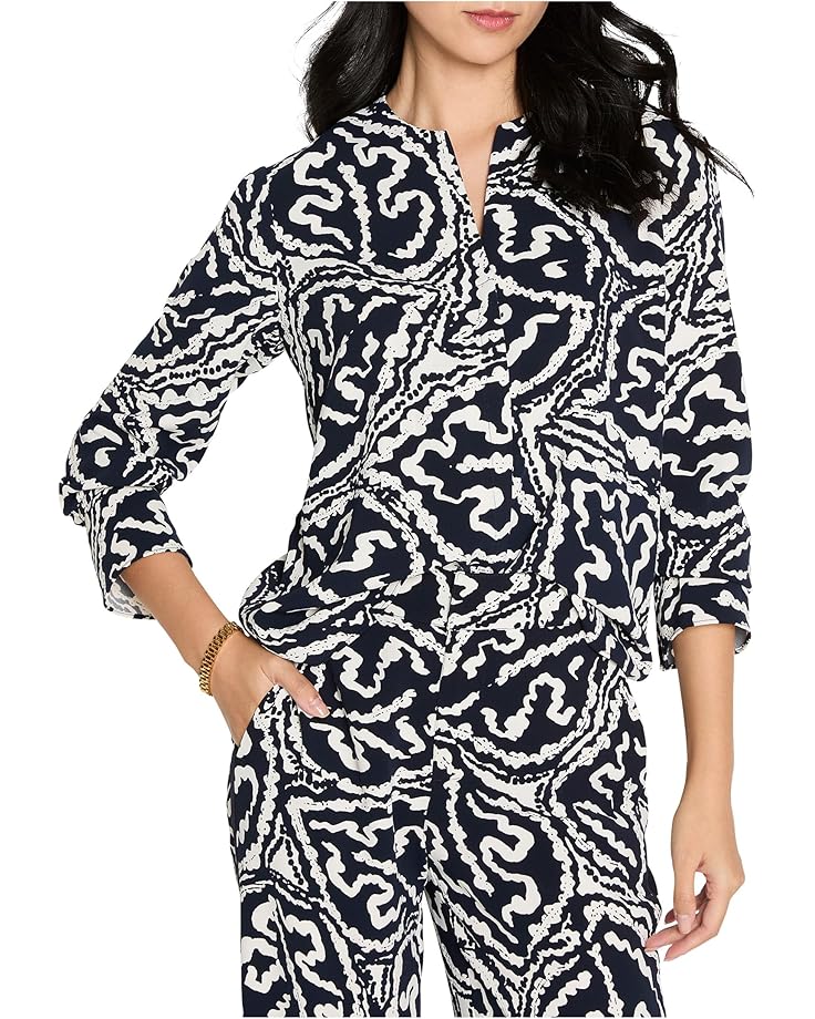 

Женский топ NIC+ZOE Petite Indigo Leaf Double Crepe, Indigo Multi