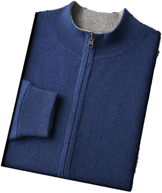 

Мужской толстый свитер с воротником-стойкой и молнией