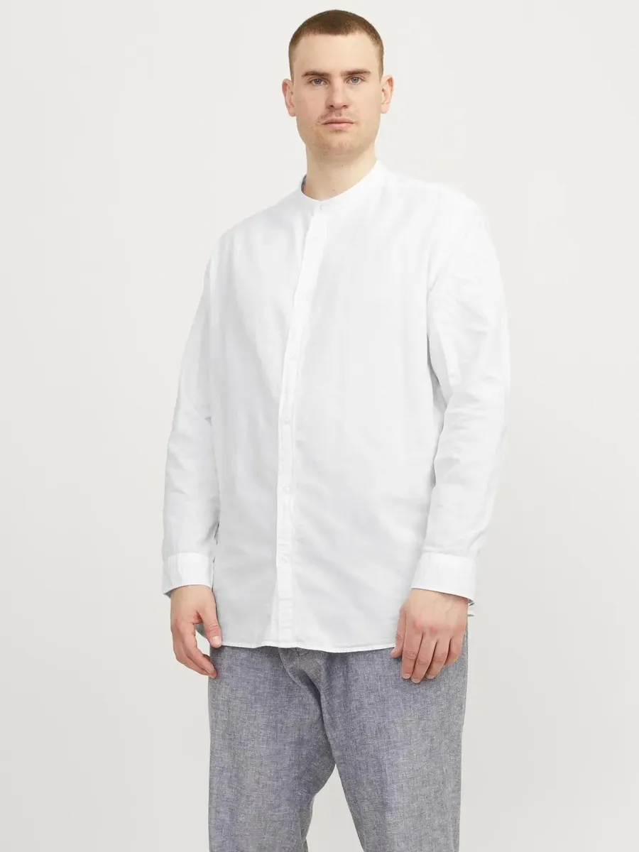 

Рубашка с длинными рукавами Jack & Jones PlusSize "JJELINEN BLEND BAND SHIRT LS SN PLS", белый
