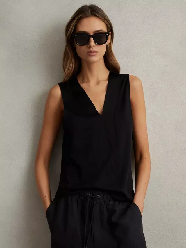

Топ Reiss Mira V-Neck Sleeveless, черный