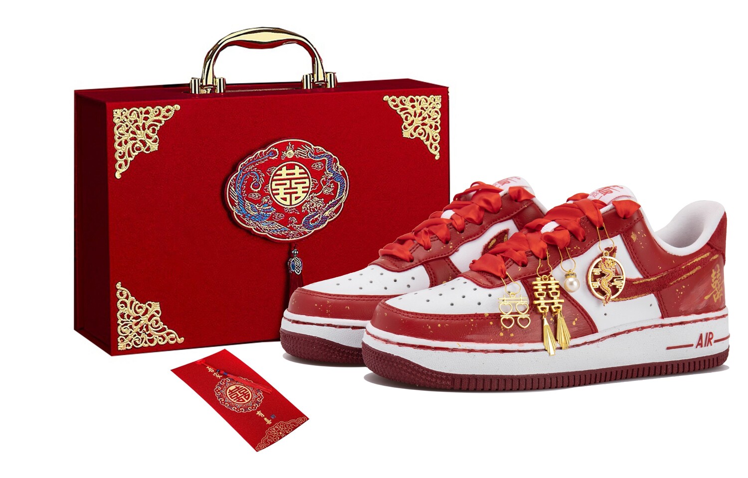 

Кроссовки Nike Air Force 1 Skateboarding Shoes Women's Low-top White/red, белый/красный