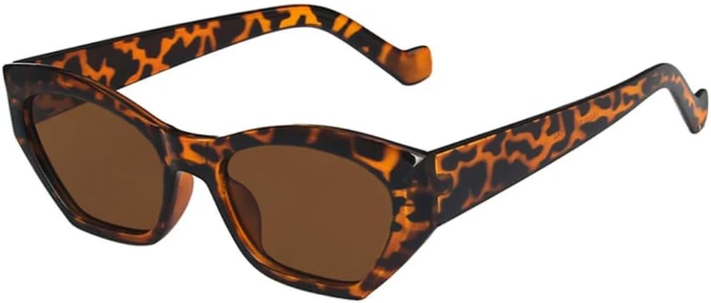 

Модные солнцезащитные очки «кошачий глаз» неправильной формы для женщин, винтажные, прозрачные, конфетного цвета, для мужчин, трендовые многоугольные очки UV400 UATXTAU, Leopard Tea