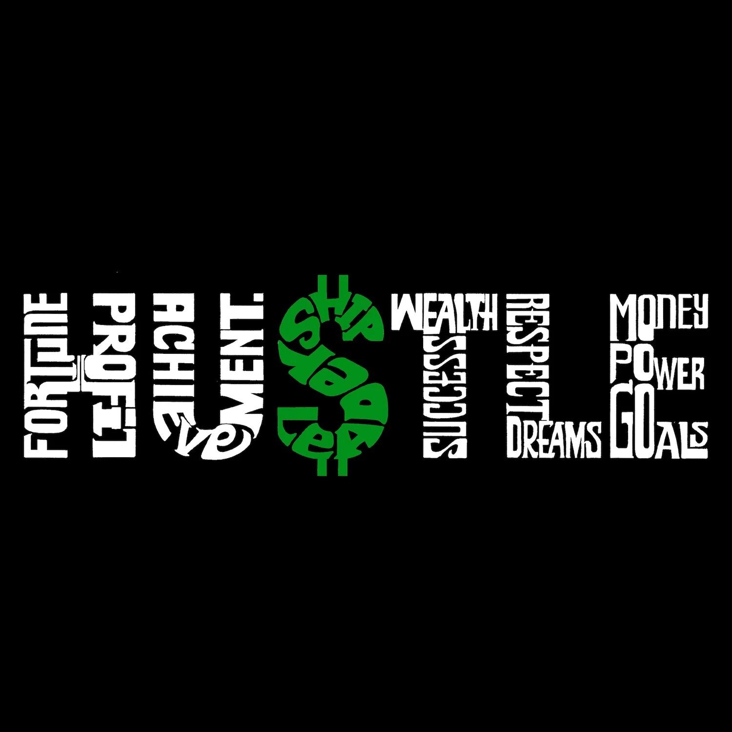 

Hustle — мужская футболка с рисунком Word Art LA Pop Art, черный