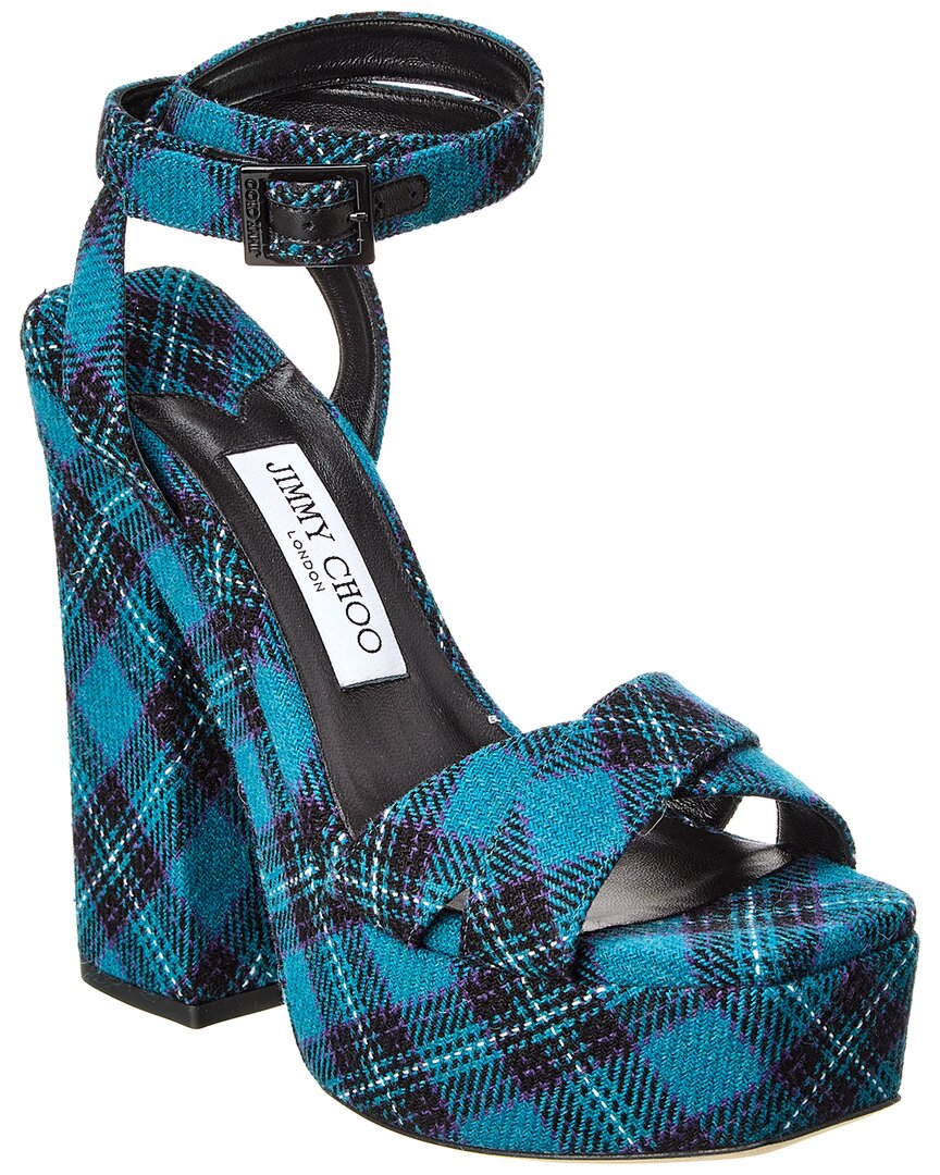 Сандалии Jimmy Choo Gaia 140 Tartan Platform, синий