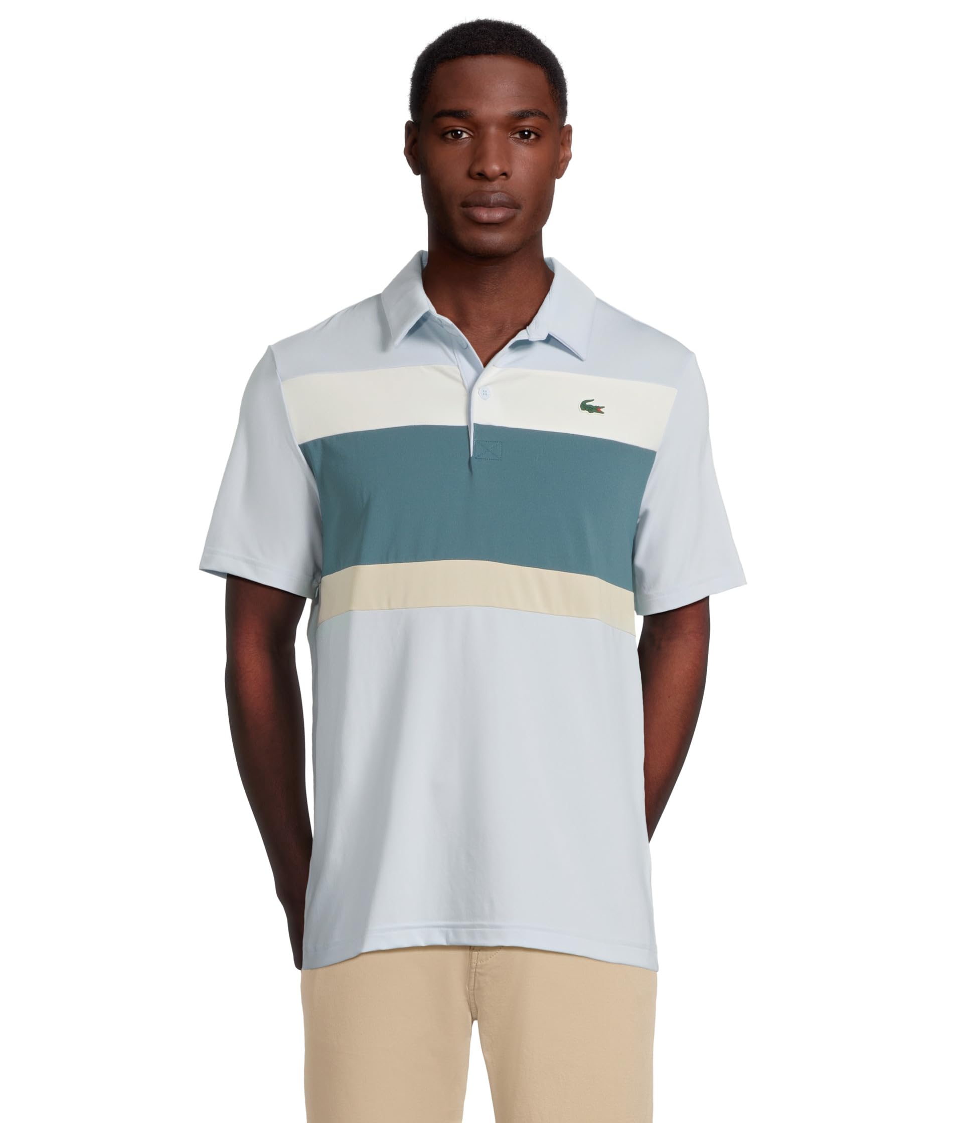 

Поло Lacoste Regular Fit Colorblock Polo, цвет Light Blue/Dark Blue/White