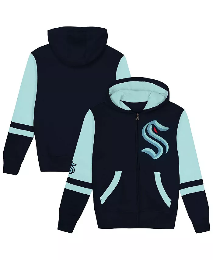 

Детская толстовка с молнией Seattle Kraken Face Off, цвет navy Outerstuff
