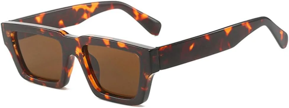 

Маленькие квадратные солнцезащитные очки UV400 для женщин, модные градиентные очки, трендовые мужские солнцезащитные очки с леопардовым принтом LJTJTAV, Leopard Tea