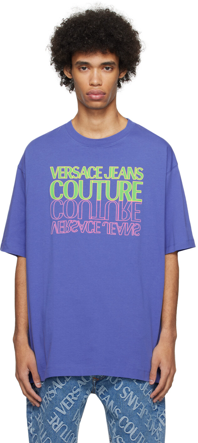 

Синяя футболка с переворотом Versace Jeans Couture