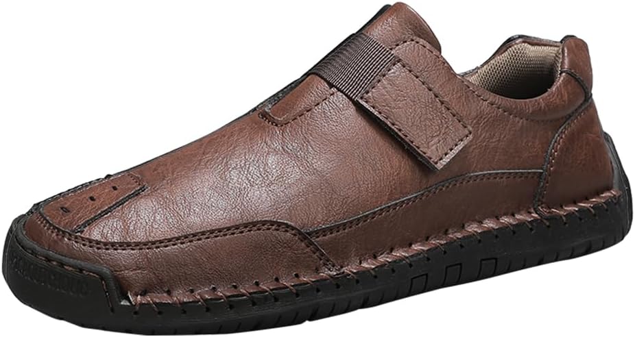 

Мужские повседневные кожаные туфли Премиум верх из микрофибры Кожаные Бизнес ходьба Работа вождения Легкие Удобные Asifn, коричневый