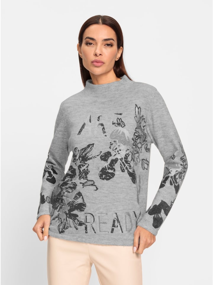 

Светло-серый вязаный свитер с принтом Heine