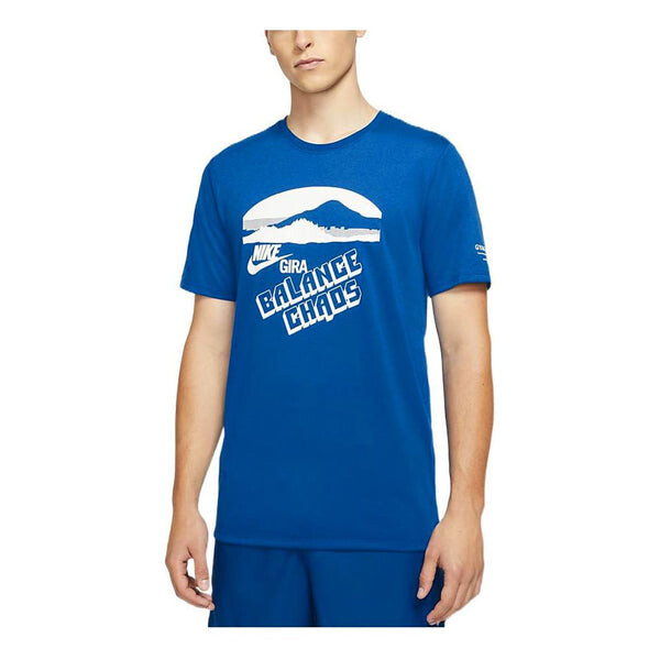 

Футболка Men's Nike x Gyakusou Crossover Alphabet Printing Round Neck Sports Short Sleeve Blue, мультиколор