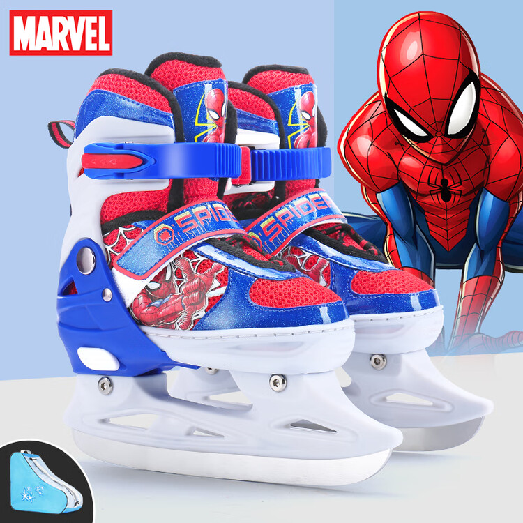 

TKH Коньки для фигурного катания Disney Frozen для детей-начинающих, профессиональные регулируемые ролики с настоящими лезвиями [Beginner Inline Skates] Spider-Man Red (обувь + сумка) размер L (-38) 35