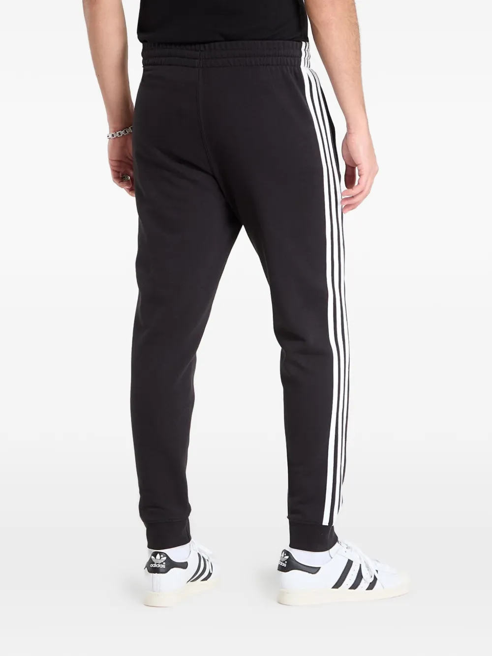 Трикотажные брюки с логотипом и полосатыми деталями Adidas, черный — фото 3
