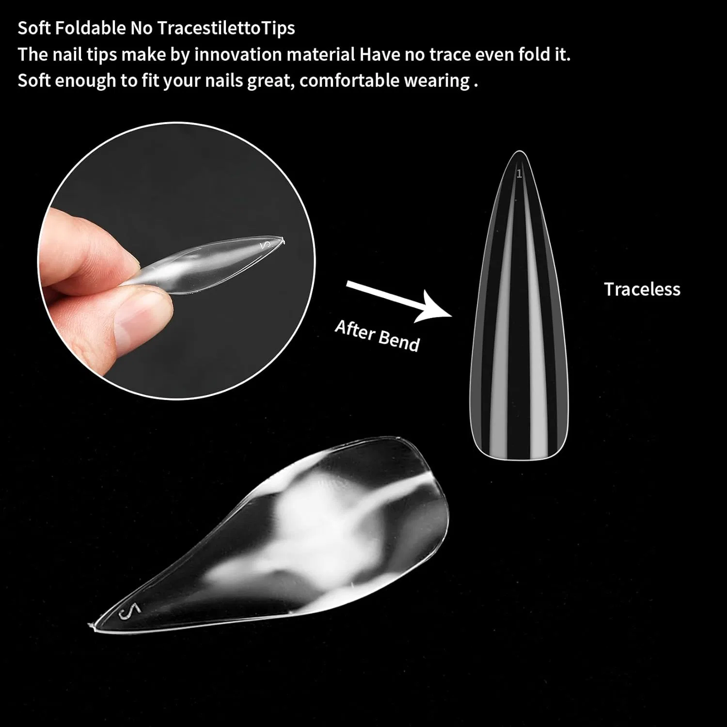 Накладные ногти «Teardrop Shape» экстра длинные, 240 шт. Woshilaods, Clear — фото 3