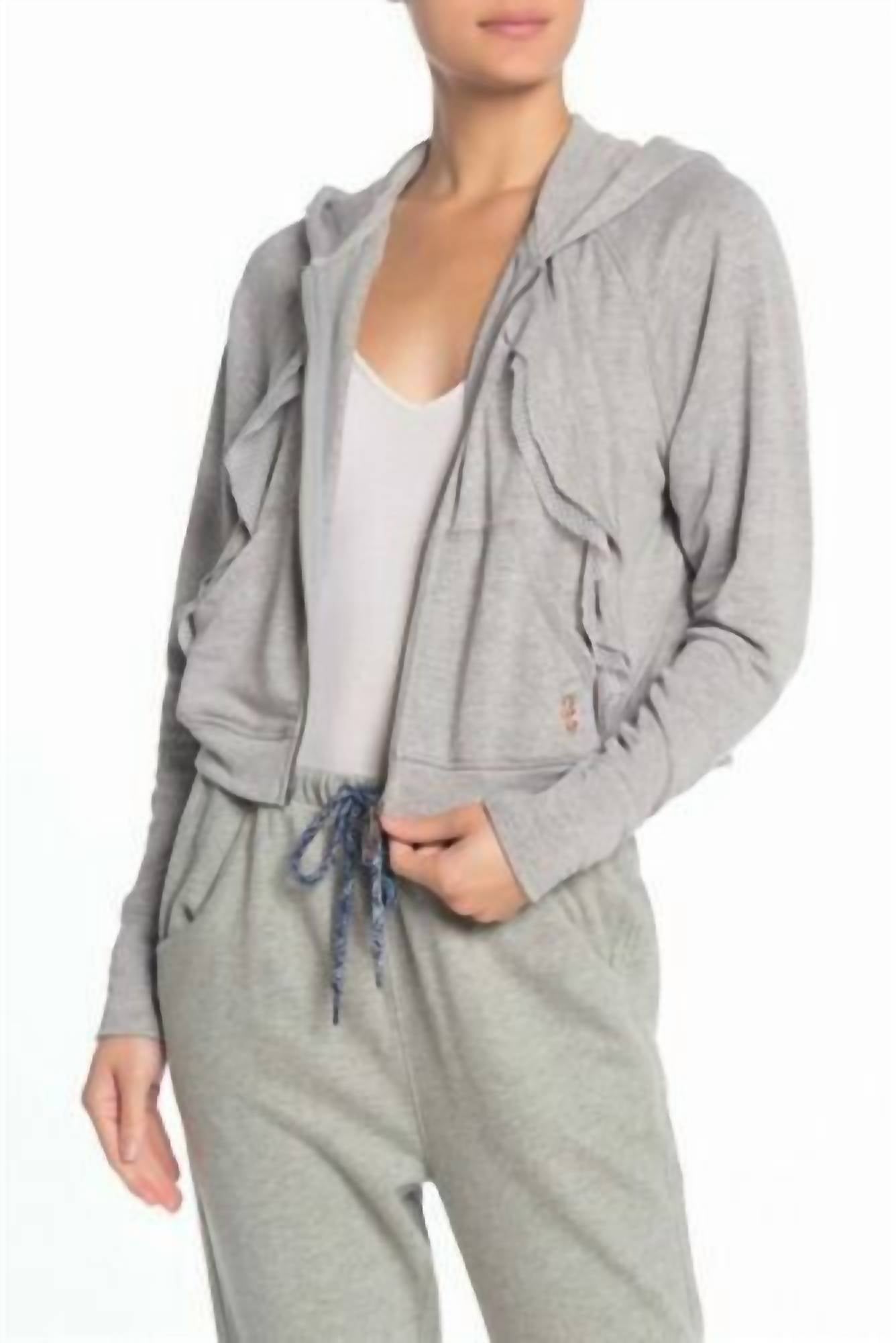 

Толстовка Game Plan Ruffle Hoodie в цвете Heather Grey fp movement