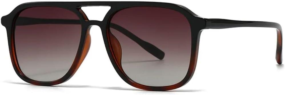 

Ретро-солнцезащитные очки с двойной перемычкой, квадратной формы, женские, модные, с леопардовым принтом, градиентные линзы, мужские, трендовые, UV400 UATXTAU, Hawksbill Tea