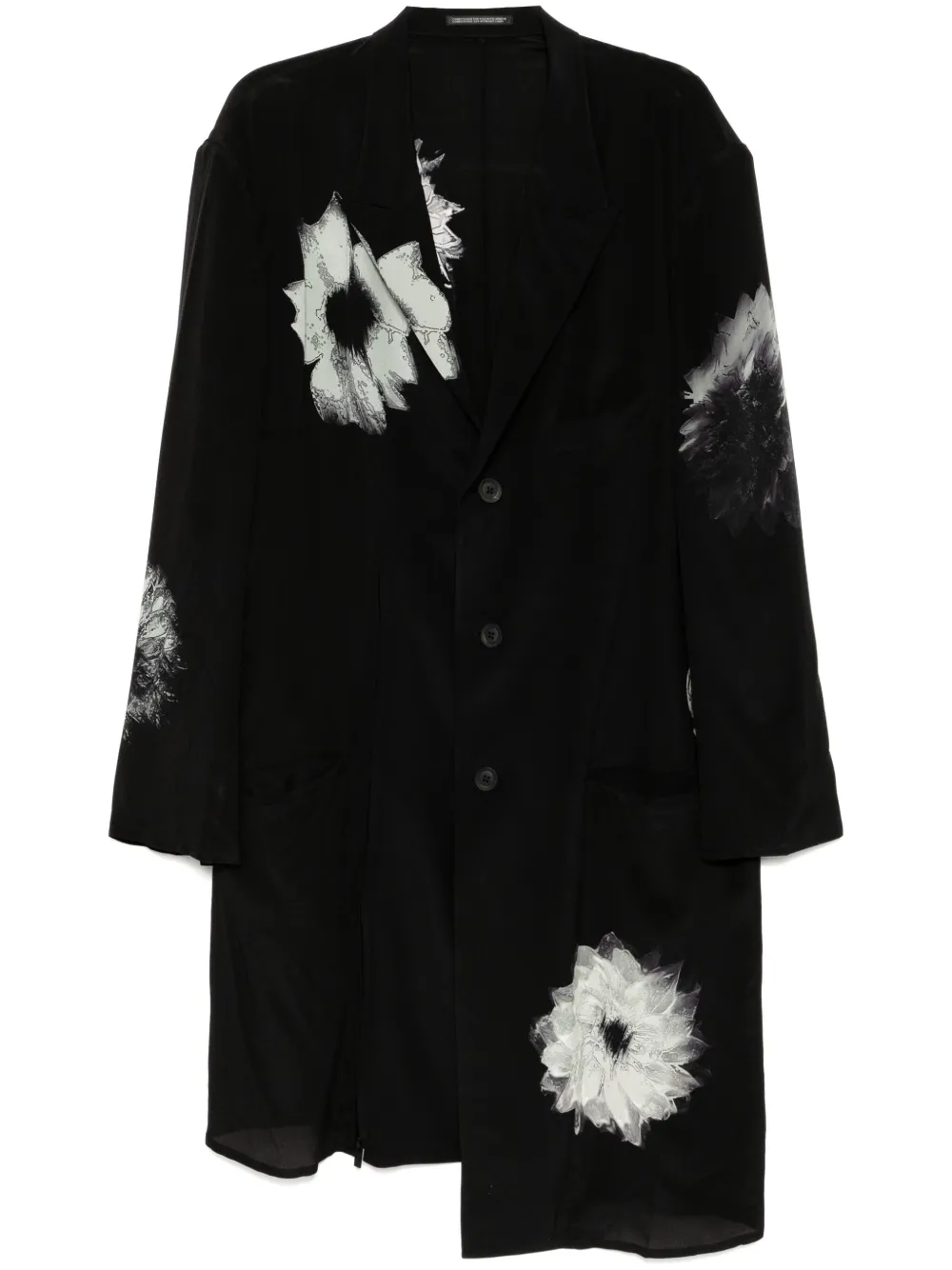 

Жакет с цветочным принтом Yohji Yamamoto, черный