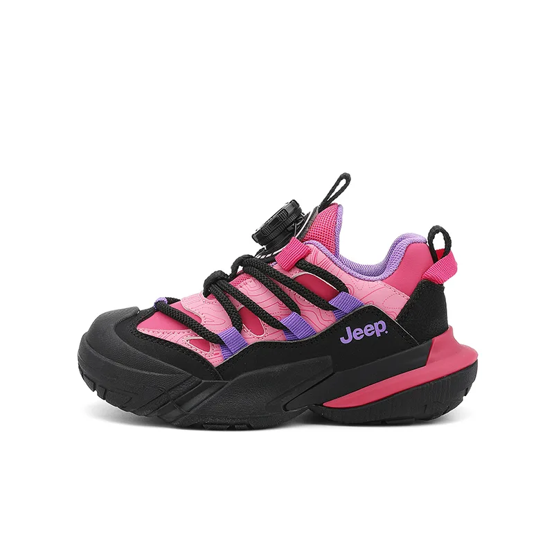 Детские повседневные кроссовки Kids Jeep, Obsidian Black/Rose Pink (Fall Winter Upgraded Leather)