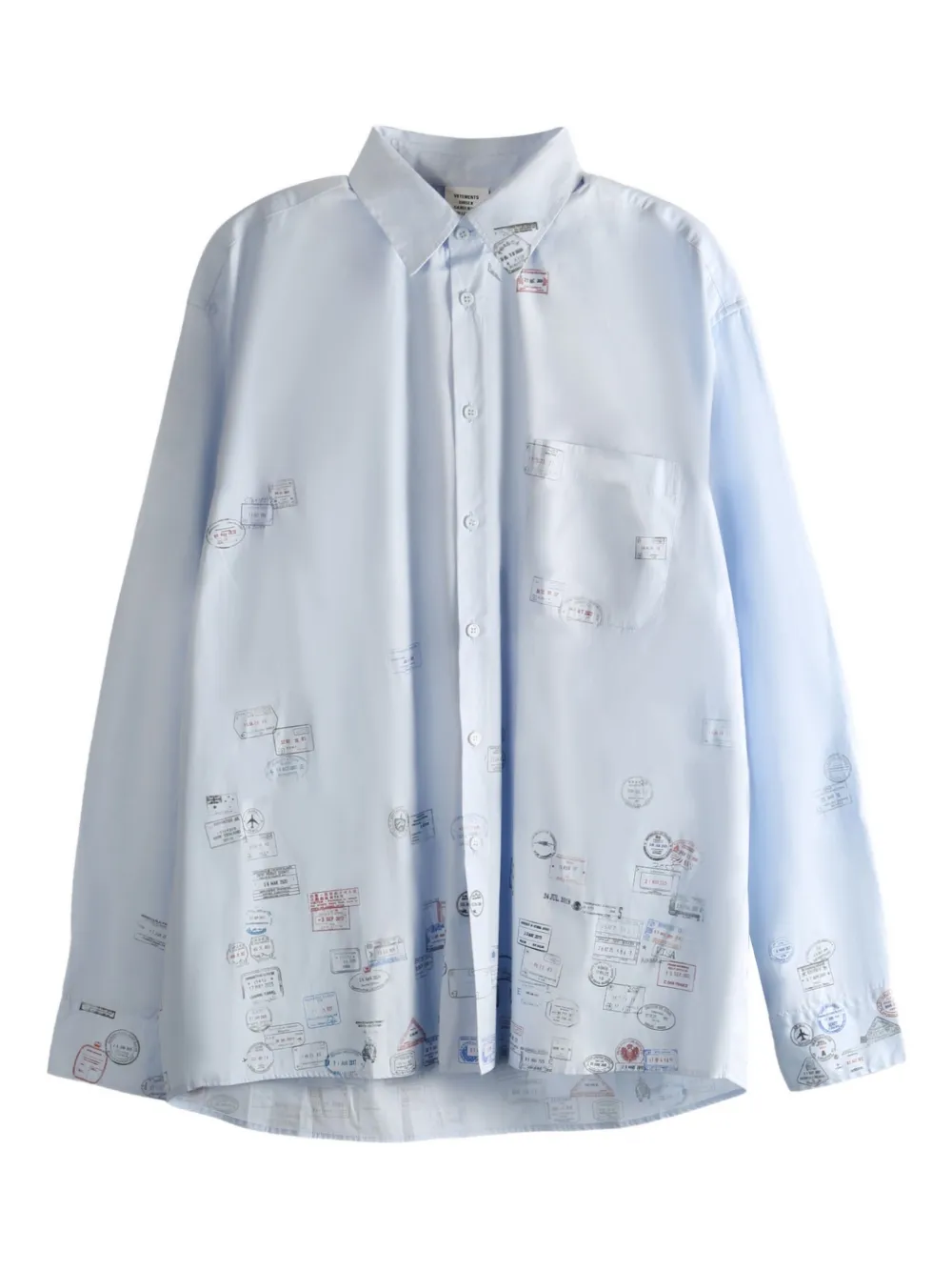 

Хлопковая рубашка с печатным принтом VETEMENTS, синий