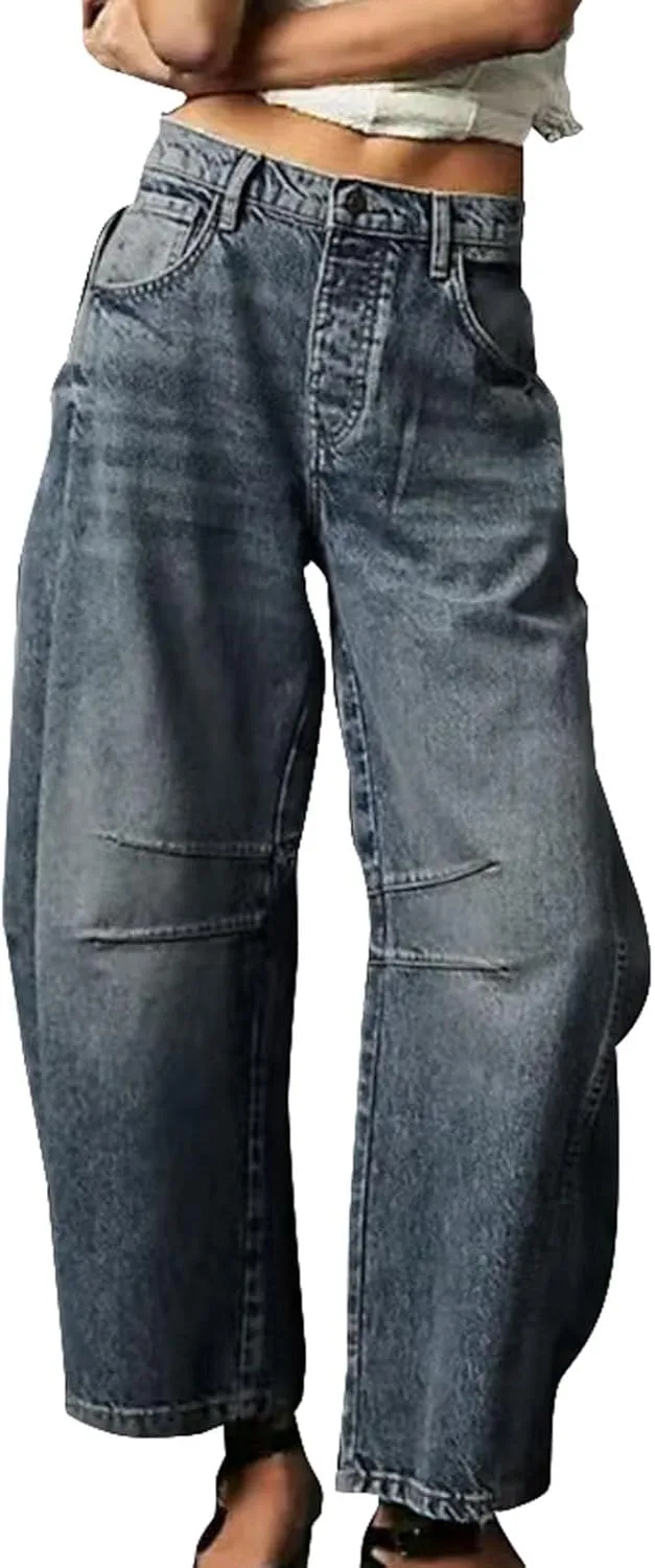 

Женские джинсы Vintage Barrel с высокой посадкой и широкими штанинами