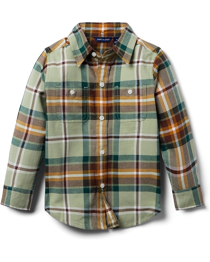 

Топ Janie and Jack Brushed Plaid Button-Up Top, разноцветный