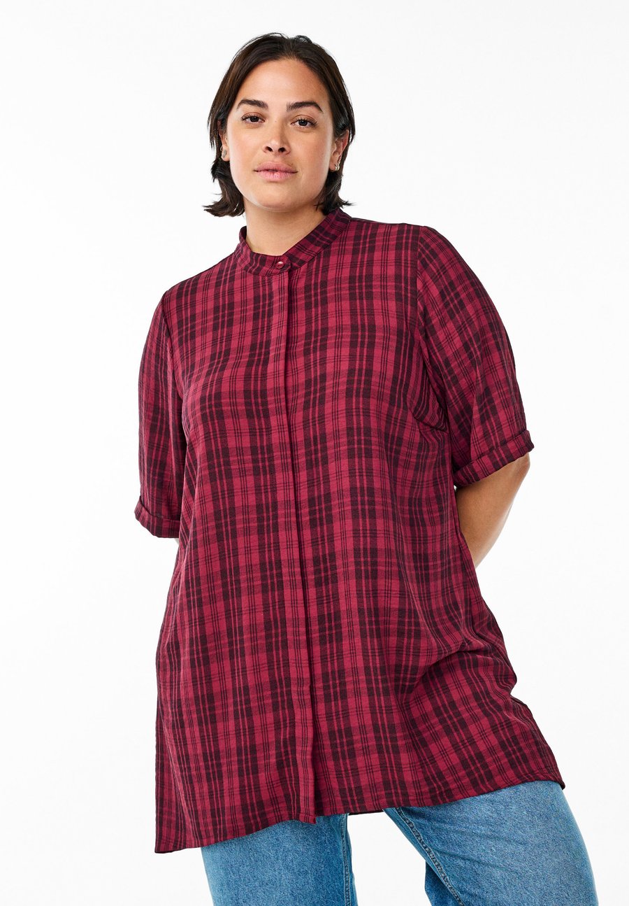 

Блуза Zizzi MIT KURZEN ÄRMELN UND KARIERTEM MUSTER, Burgundy/Bordeaux