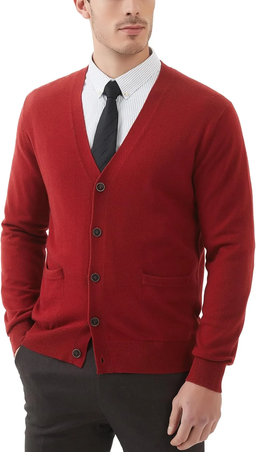 

Мужской кардиган Kallspin из шерстяной смеси с V-образным вырезом и карманами