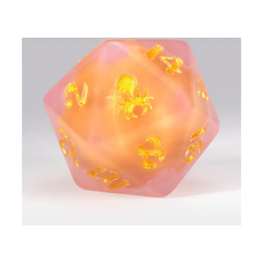 

34 мм d20 — розовый с золотыми блестками, Liquid Core D20s