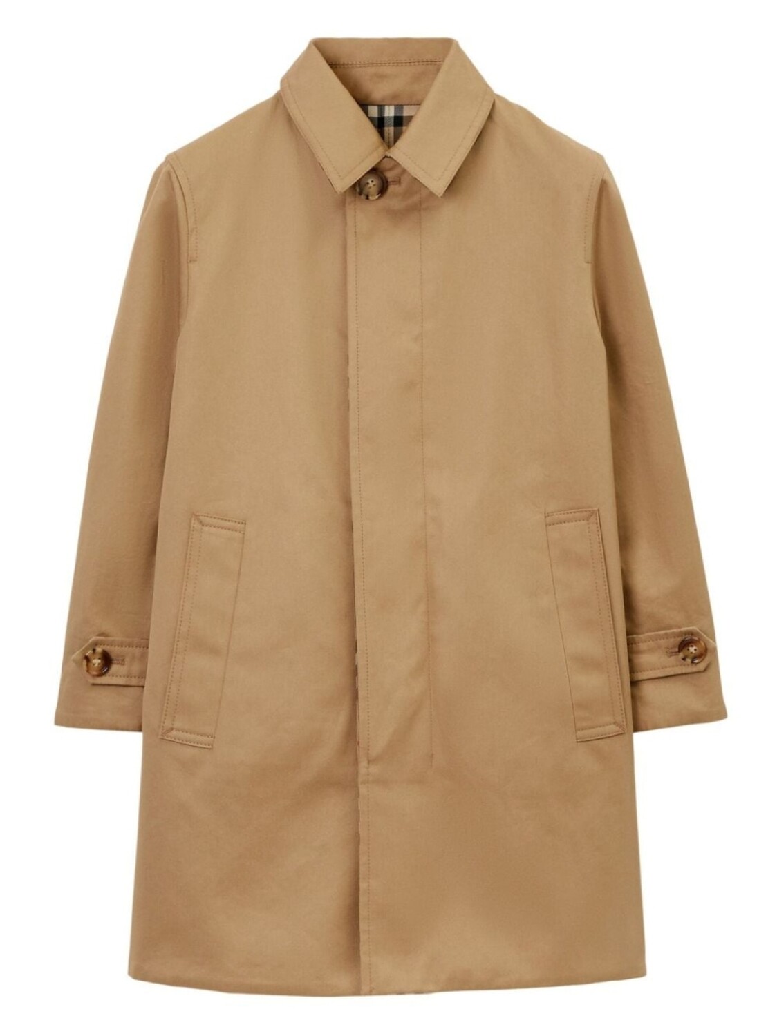 Двустороннее однобортное пальто в клетку Burberry Kids, коричневый — фото 3
