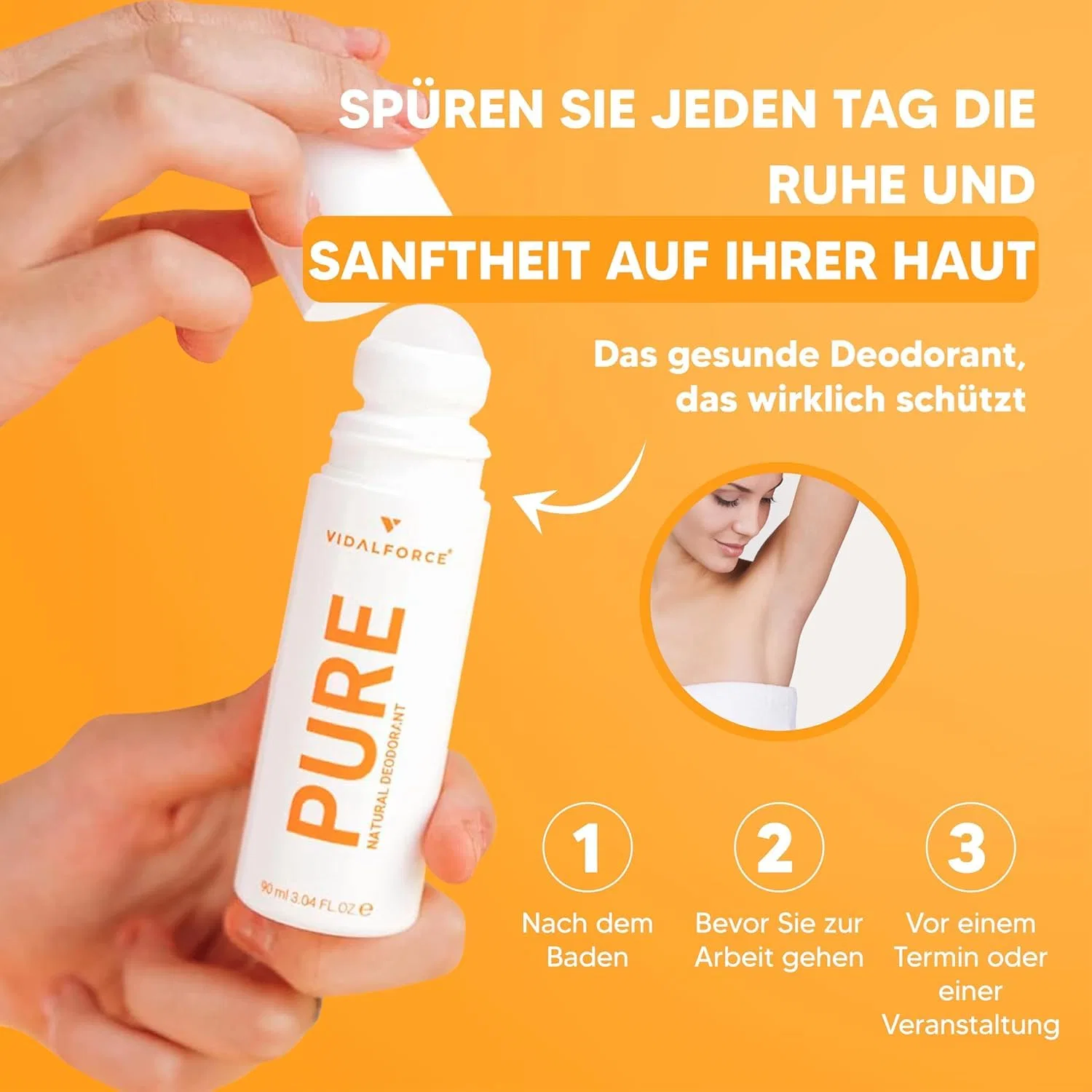 Натуральный женский дезодорант Pure Natural без алюминия с ароматом ванили Vidalforce — фото 4